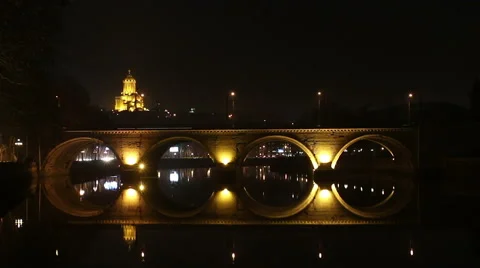 Tbilisi bridge nightshoot Stock Footage 46348779