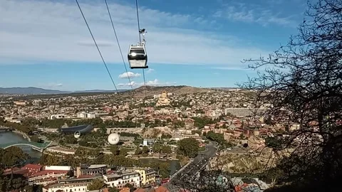 Tbilisi. Cableway in the mountains Stock Footage 225130607