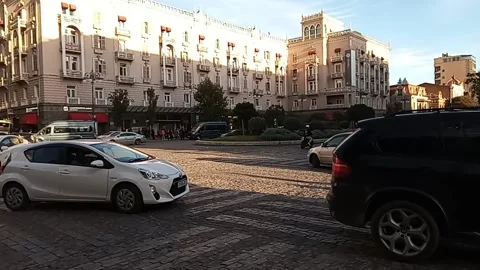 Tbilisi. Car traffic in the central square Stock Footage 225147853