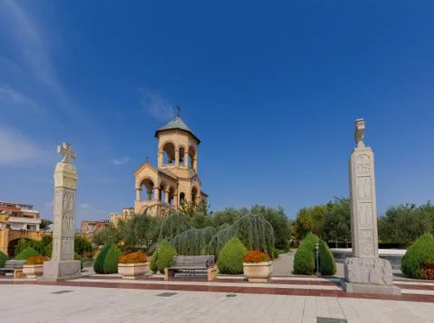 Tbilisi. The Cathedral of the Holy Trinity. Stock Photos