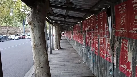 Tbilisi. Construction passage along the road Stock Footage 225146380