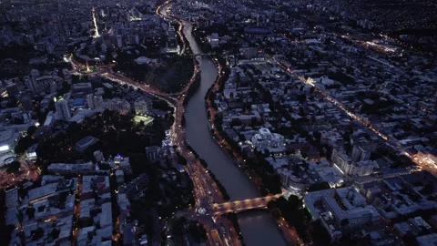 Tbilisi evening view from drone Stock Footage 255313404