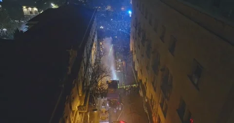Tbilisi, Georgia. Protest to stand for EU. Water cannon disperses demonstrators. Stock Footage 294432901