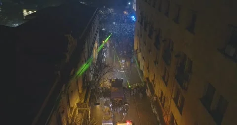 Tbilisi, Georgia. Protest to stand for EU. Water cannon disperses demonstrators. Stock Footage 294432924