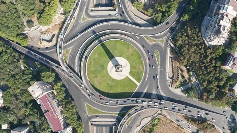 Tbilisi, Heroes square intersection (junction), shoot with drone 4K 動画素材 124793404