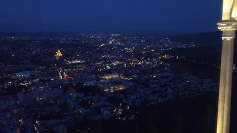 Tbilisi From High at Night Stock Footage 111956492