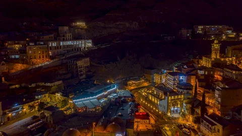 TBILISI HYPERLAPSE, Abanotubani, baths district, shot with DJI Mavic 2 Pro d Video stock 125812877