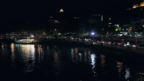 Tbilisi night traffic Stock Footage 252439319