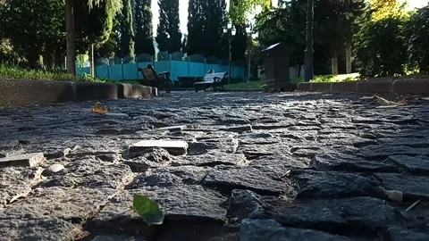 Tbilisi. View from below on the pavement made of stone Stock Footage 225141833