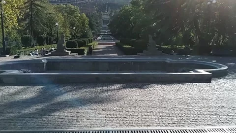 Tbilisi. View of an empty fantan in the park Stock Footage 225149245
