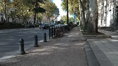 Tbilisi. View of the road from the sidewalk Stock Footage 225137994