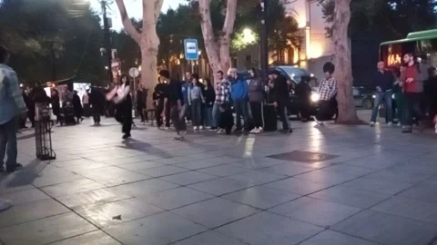 Tbilisi. Youth dancing in the square Stock Footage 225129517