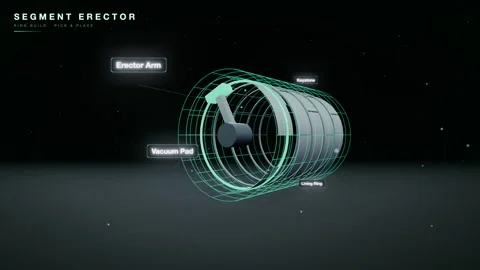 Tbm segment erector ring build animation Stock Footage 339331603