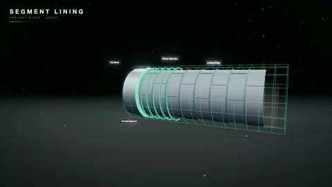 Tbm segment lining precast rings animation Stock Footage 339331601
