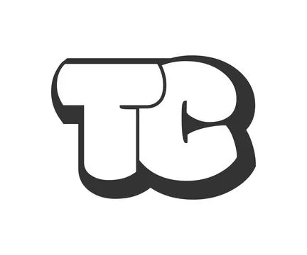 TC logo, bubble comic lettering, rounded in graffiti style black and white .. Stock Illustration