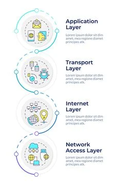 TCP-IP rectangle infographic design template イラスト素材