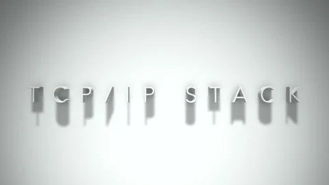 Tcp ip stack 3D title animation white text on a white background Stock Footage 299757815