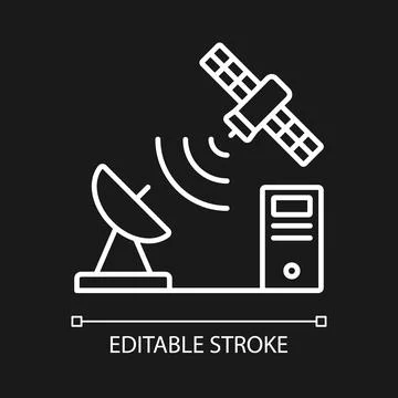 TCP over satellite white linear icon for dark theme Stock Illustration