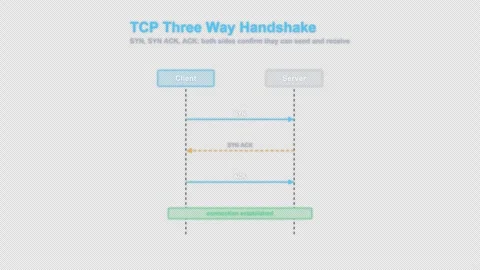 TCP Three Way Handshake Labeled Protocol Sequence Diagram Animation Alpha 4K 動画素材 339517172