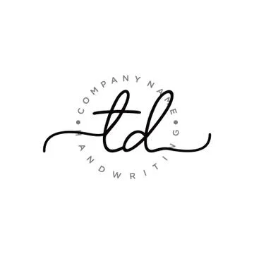 TD Initial handwriting logo design Stock Illustration