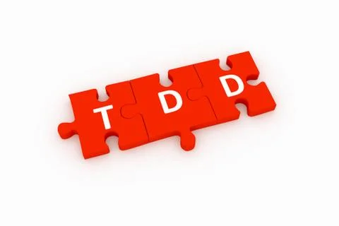 TDD puzzle concept white background 3D render illustration Stock Illustration