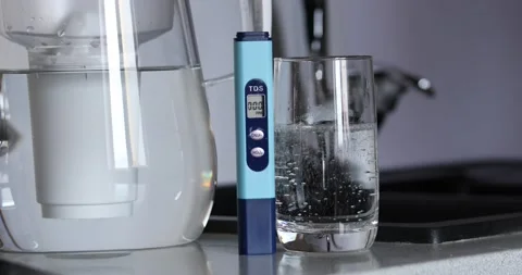 The TDS meter checks the water quality.  Stock Footage 220729324