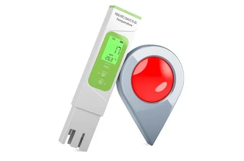 TDS meter with map pointer. 3D rendering 库存插图