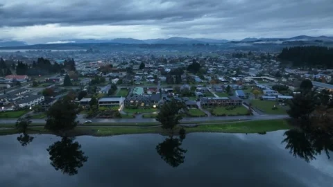 Te Anau Lake, reflection, misty, peaceful Video stock 244731837