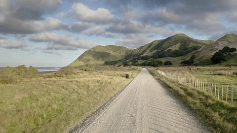 Te Araroa Coast Road - Drone footage, New Zealand Stock Footage 128351996