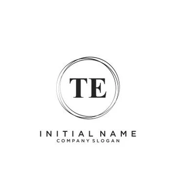 TE Initial handwriting logo design Stock Illustration
