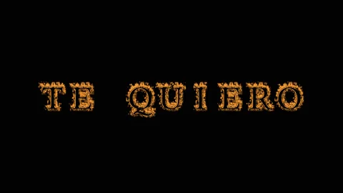 Te quiero fire text effect black background Stock Footage 136499677