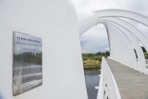 Te Rewa Rewa Bridge, part of New Plymouth 12.7km award-winning Coastal Walkway, Stock Photos
