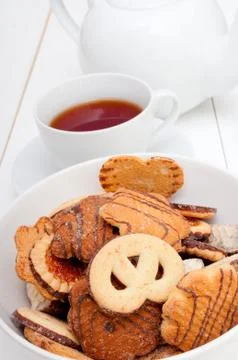 Tea and biscuits Stock Photos