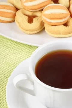 Tea and biscuits Stock Photos