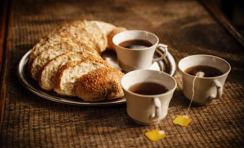 Tea and bread Foto stock