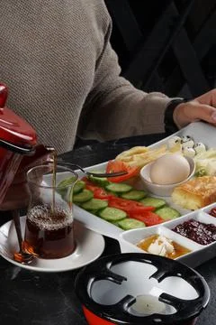 Tea and breakfast Stock Photos