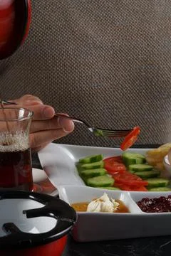 Tea and breakfast Stock Photos
