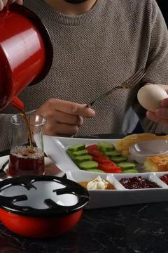 Tea and breakfast Stock Photos