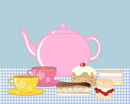 Tea and buns Illustrazione stock