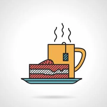Tea and cake flat vector icon Illustrazione stock