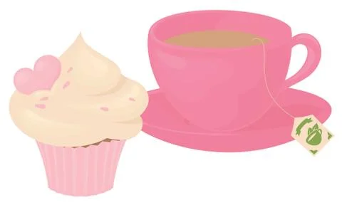 Tea and cake Stock Illustration
