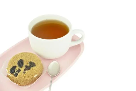 Tea and cake isolated Stock Photos
