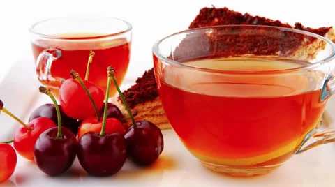 Tea and cherry 스톡 동영상 25205978
