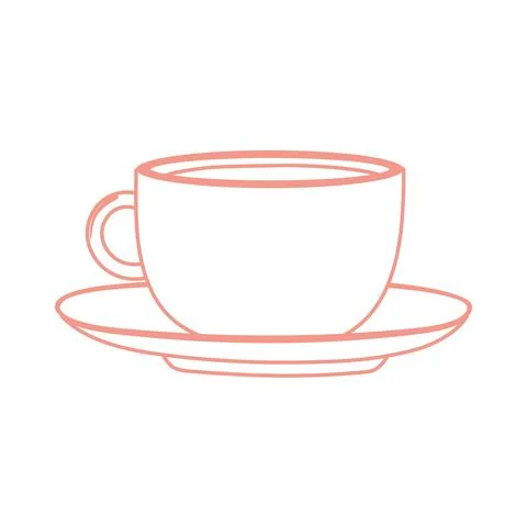 Tea and coffee cup in platter icon line style Stock Illustration