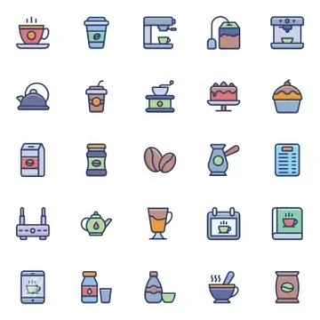 Tea and Coffee Icons Pack Stock Illustration