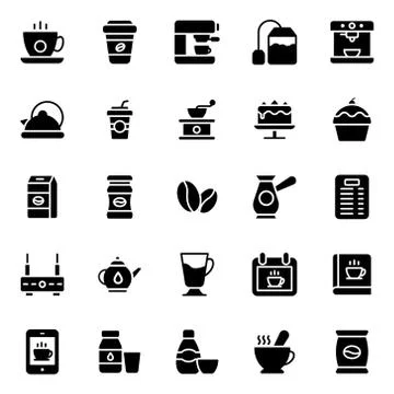 Tea and Coffee Icons Pack Stock Illustration