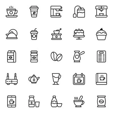 Tea and Coffee Icons Pack Stock Illustration