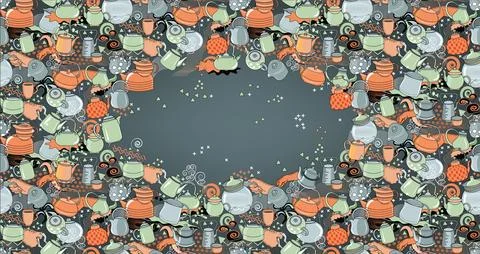 Tea and coffee pot pattern background Stock Illustration