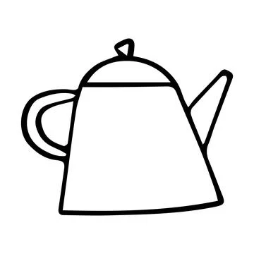 Tea and coffee pots vector silhouette hand drawing Illustrazione stock