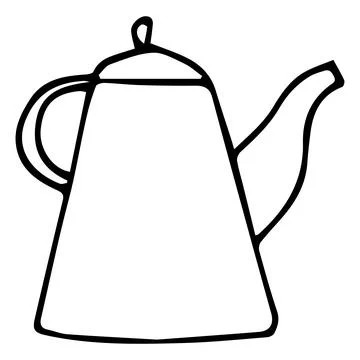 Tea and coffee pots vector silhouette hand drawing Stockillustratie